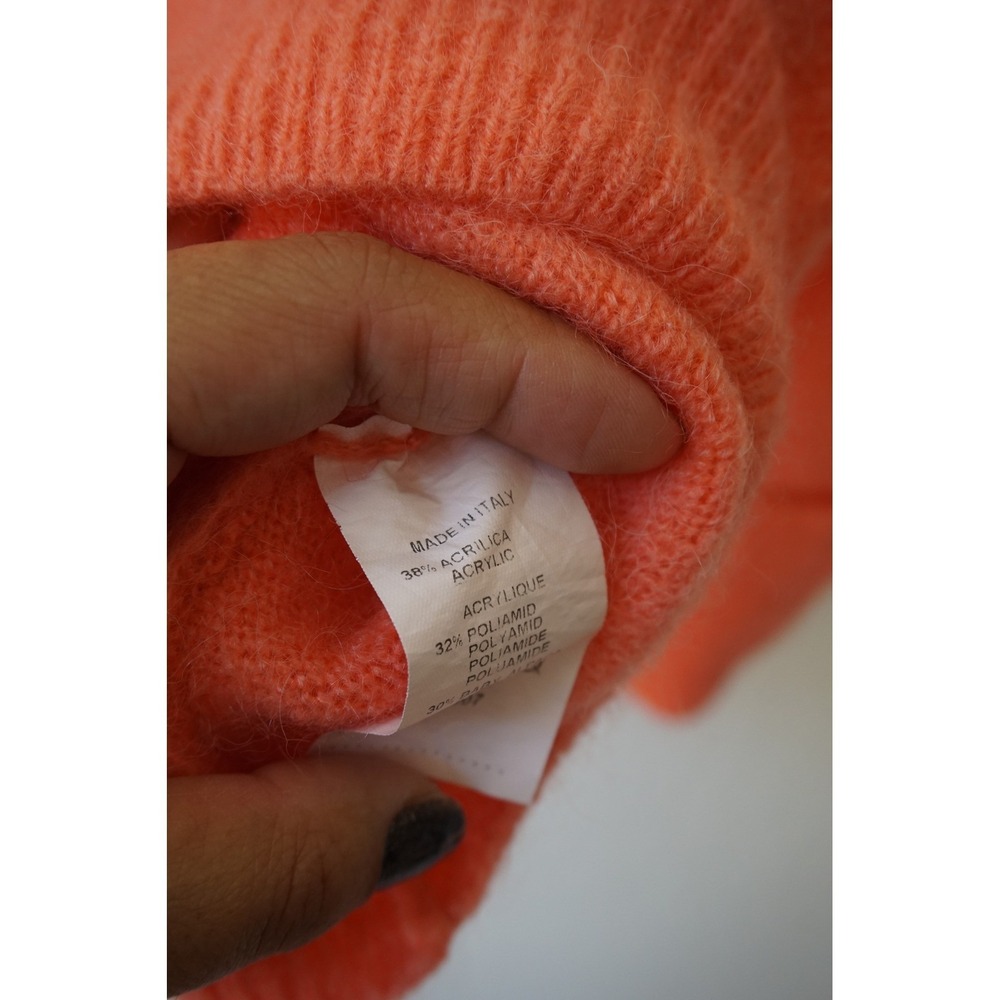 Made in Italy Sweater Baby Alpaca Blend Oversized Cozycore Coral Orange OS - Picture 4 of 6